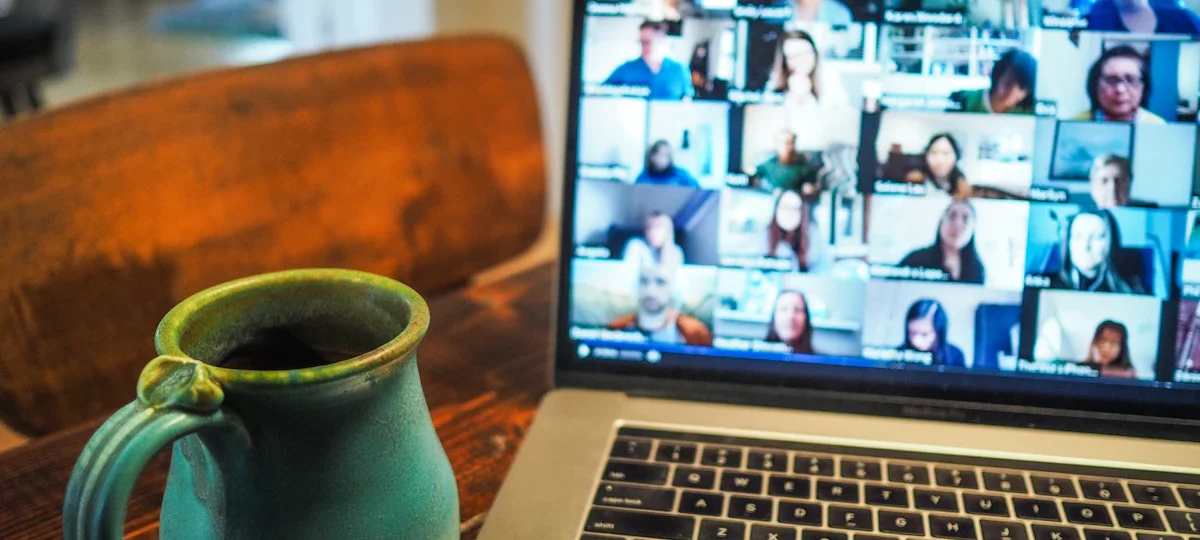 Team on a virtual video call - remote team building